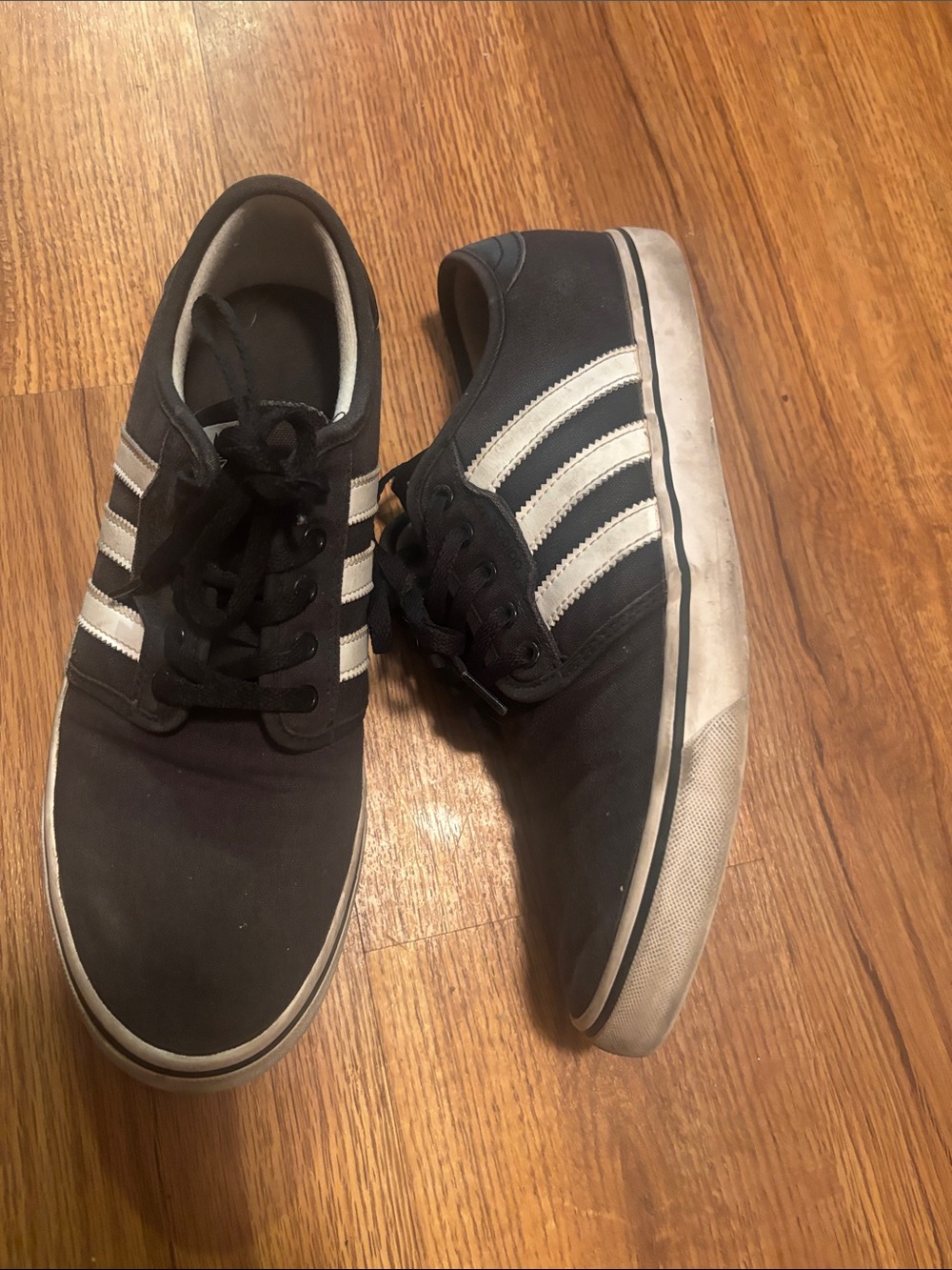 adidas Men’s Black Sneakers with White Stripes